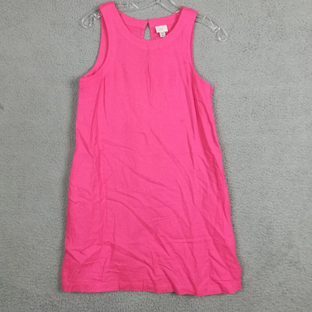 A New Day Womens Shift Dress Linen Blend‎ Mini Pink Above Knee Sleeveless XS